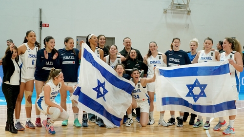 Israel celebrate their victory over Ireland in Riga