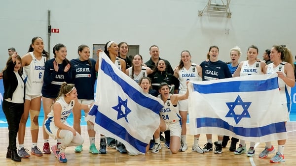 Israel celebrate their victory over Ireland in Riga