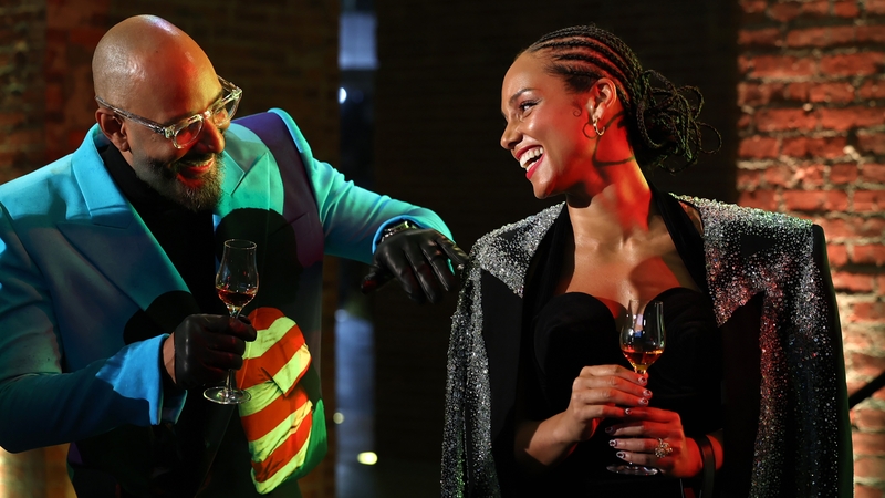 Swizz Beatz and Alicia Keys at the launch of Giants at the Brooklyn Museum on 6 February
