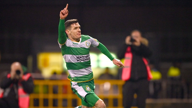Trevor Clarke celebrates his opening goal at Tallaght Stadium