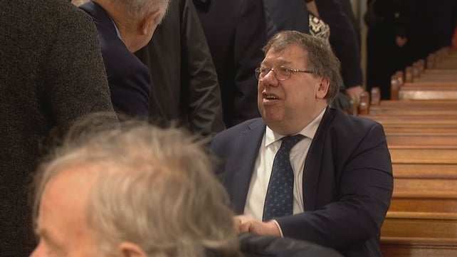 Former taoiseach Brian Cowen seen at John Bruton's funeral mass