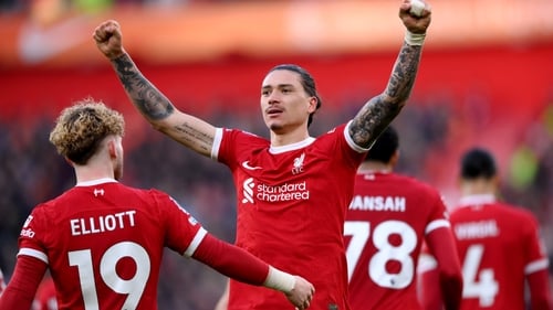 Darwin Nunez (C) was a fan favourite at Liverpool despite three inconsistent years