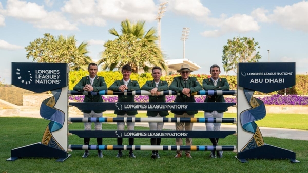The Irish team of Denis Lynch, Mikey Pender, Richard Howley, Michael Blake (team manager) and Mark McAuley