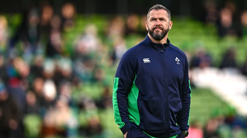 Andy Farrell walks the pitch ahead of the comprehensive victory over Italy