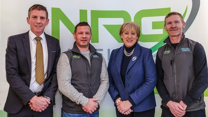 Conor Foley, CEO of NRG Panel; Conal O'Reilly, founder of NRG Panel; Minister Heather Humphreys and Ollie Hughes, founder at NRG Panel