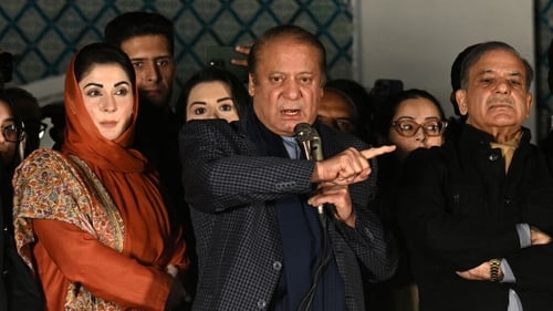 Former leader Nawaz Sharif (C) is among those would could be prime minister