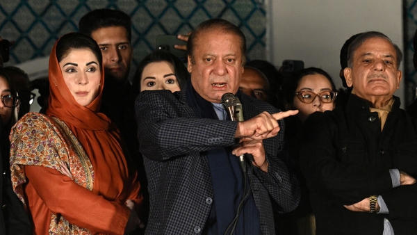 Former leader Nawaz Sharif (C) is among those would could be prime minister