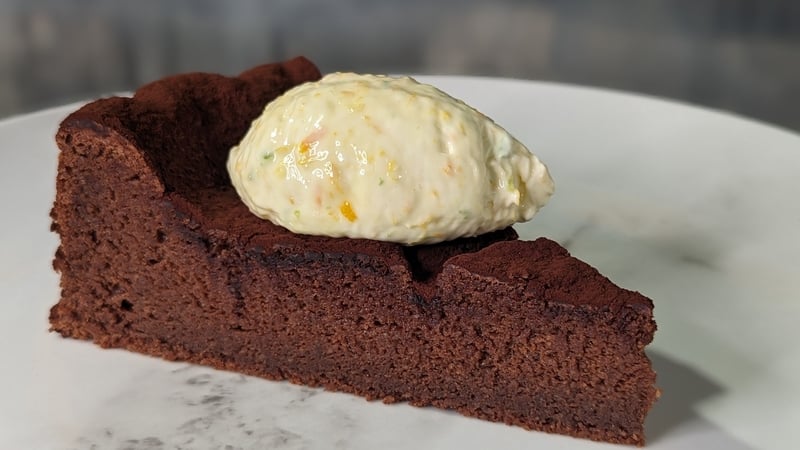 Mark Moriarty's flourless chocolate cake with citrus mascarpone