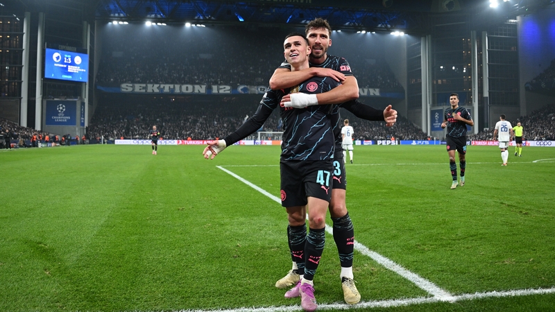 Phil Foden celebrates his goal for City in Copenhagen