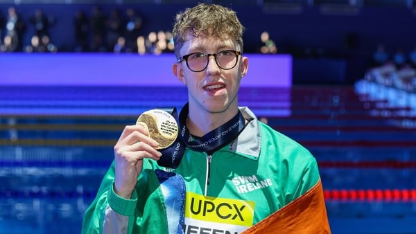 Daniel Wiffen with the first ever Irish swimming World Championships medal