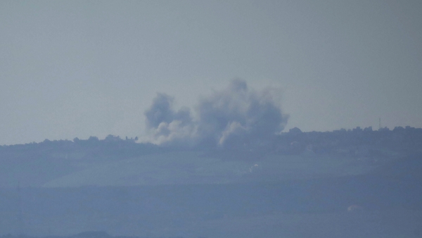 Smoke rises over Lebanon after Israeli bombardment yesterday