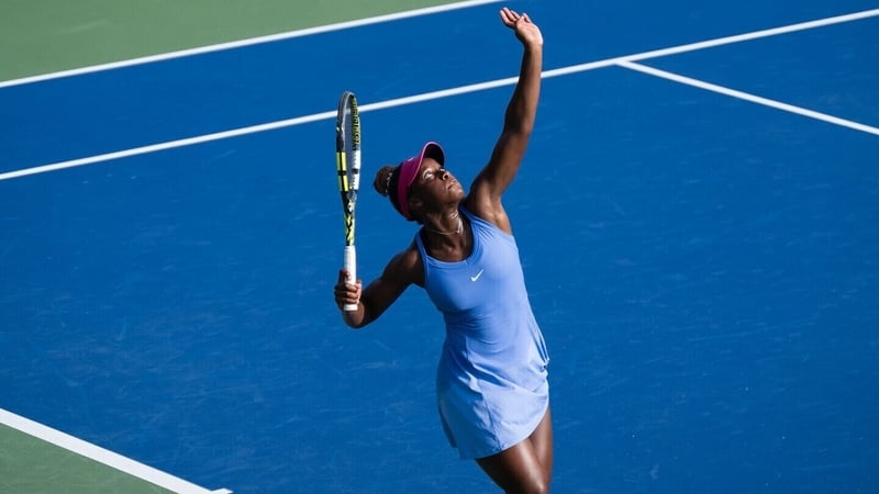 Celine Simunyu in action at the Dubai Duty Free Tennis Championships