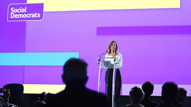 Social Democrats leader Holly Cairns made her opening address in UCD last night (Pic: RollingNews.ie)