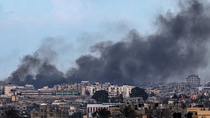 Smoke billowing over Khan Yunis following Israeli airstrikes earlier this week