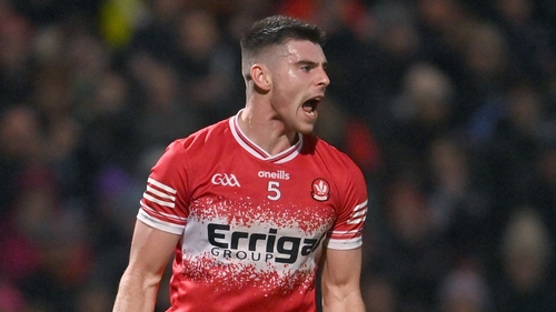 Conor Doherty celebrates his goal - Derry's third - last Saturday