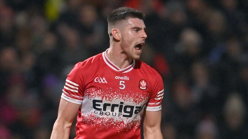 Conor Doherty celebrates his goal - Derry's third - last Saturday