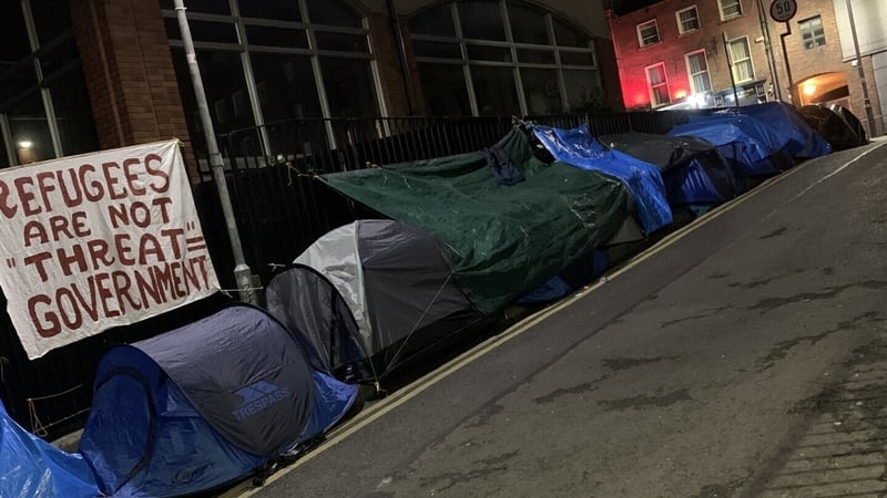 Tents pictured this week near the International Protection Office on Mount Street in Dublin