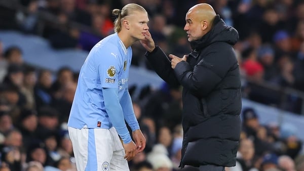 Erling Haaland (L) saved the day for Manchester City and Pep Guardiola