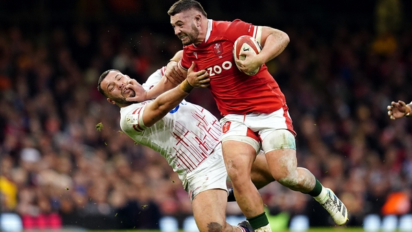 Wales' Gareth Thomas holds off England's Ellis Genge during their 16-14 loss in Cardiff earlier this month