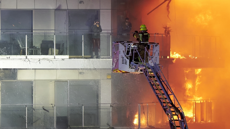 Emergency services said the fire started on the fourth floor and had rapidly spread