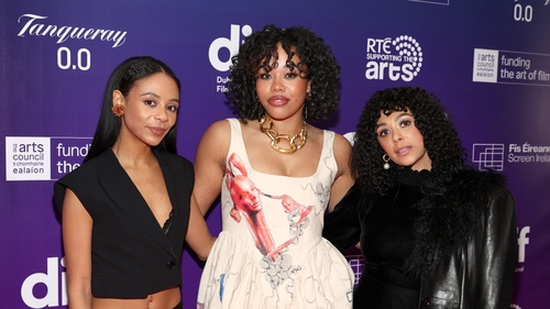 (L-R) TWIG stars Sade Malone, Ghaliah Conroy and Jade Jordan on the red carpet at the Light House Cinema Photo: Brian McEvoy