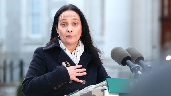 Catherine Martin pictured speaking to the media (Pic: RollingNews.ie)