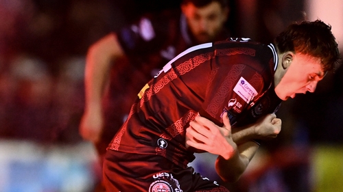 Bohemians' Cian Byrne was struck by a flare thrown by fans of the team he represents