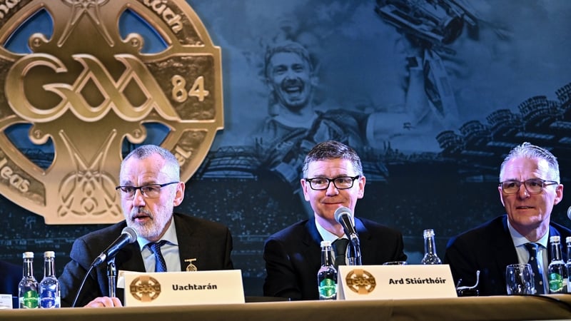 L-R: GAA president Larry McCarthy, director general Tom Ryan and president-elect Jarlath Burns