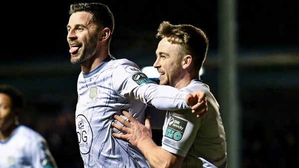 Pádraig Amond of Waterford, left, celebrates with team-mate Darragh Power
