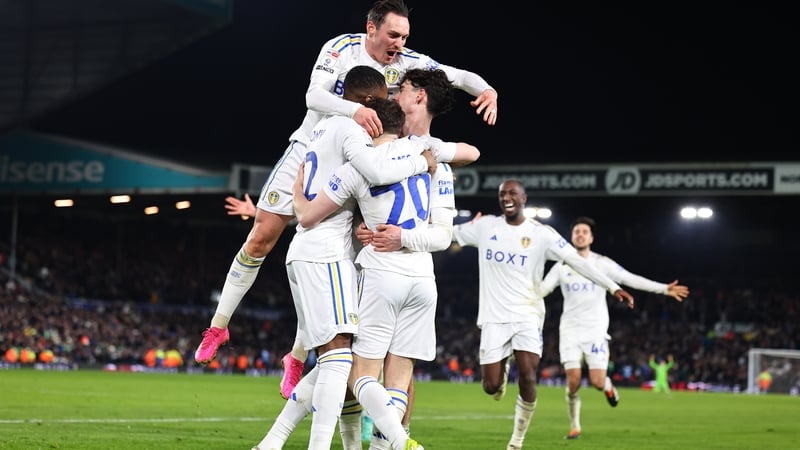 Leeds celebrate Patrick Bamford's goal
