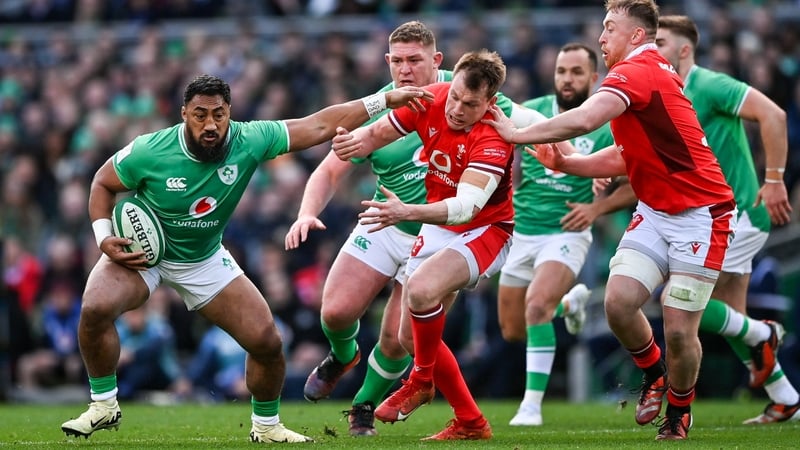 Bundee Aki (L) had a massive game against Wales