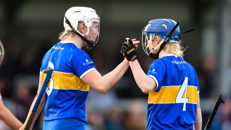Mairéad Eviston, left, and Eimear Loughman celebrate after Tipperary's win over Galway