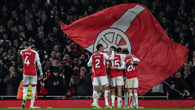 Arsenal players celebrate during their win over Newcastle