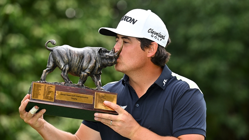 Darius van Driel with the Kenya Open trophy