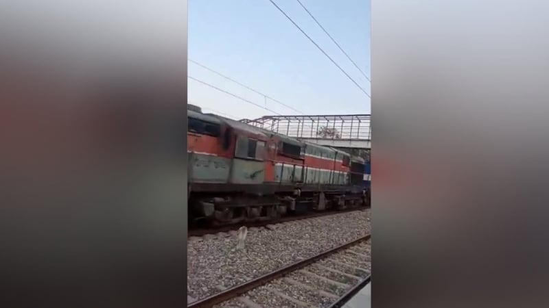 The train, running at 100 kilometres per hour, was captured in a video that went viral on social media