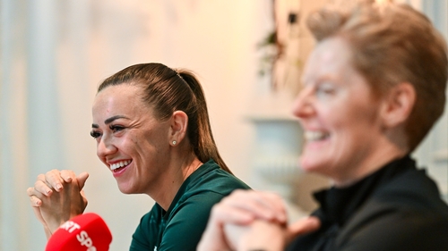 Eileen Gleeson and Katie McCabe are preparing to face Wales on Tuesday