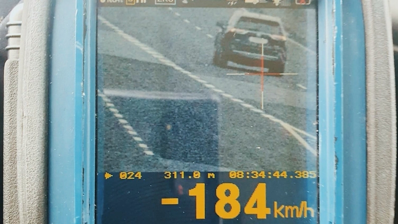 The stolen car was clocked by gardaí doing 184km/h in a 100km/h zone