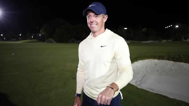 Rory McIlroy poses with the winner's bracelet at The Park in West Palm Beach