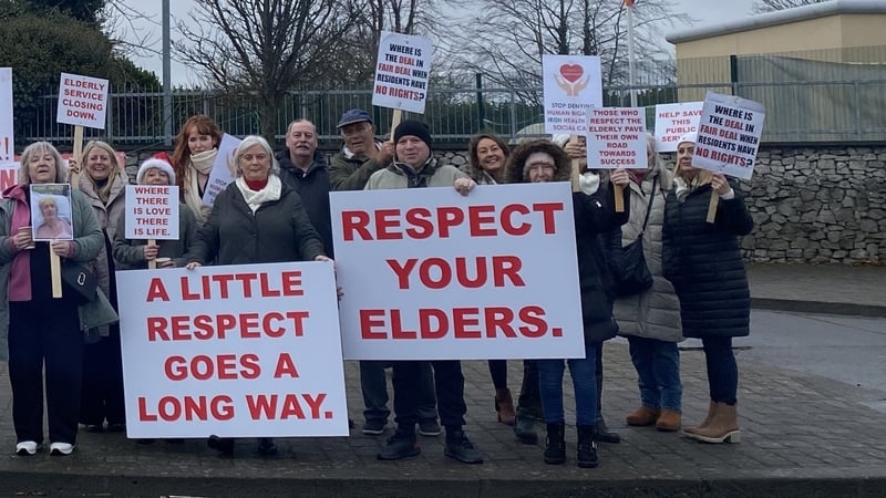 Families of residents at Cherry Orchard Hospital pictured protesting outside the hospital last November