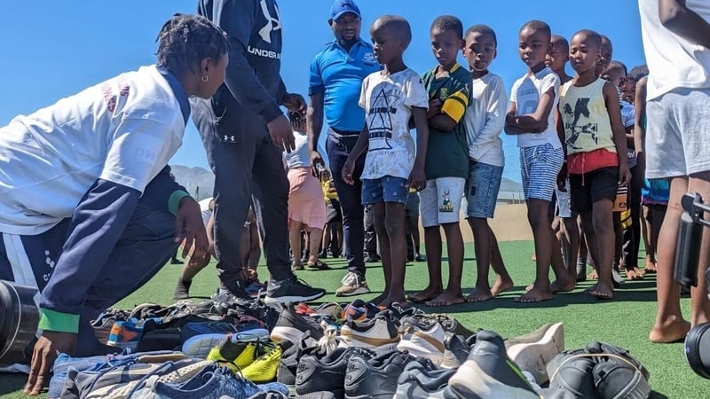 Some 20,000 pairs of sports shoes were delivered to Cape Town in South Africa