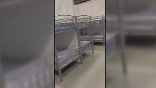 A video seen by RTÉ News shows 24 unoccupied bunk beds at Citywest