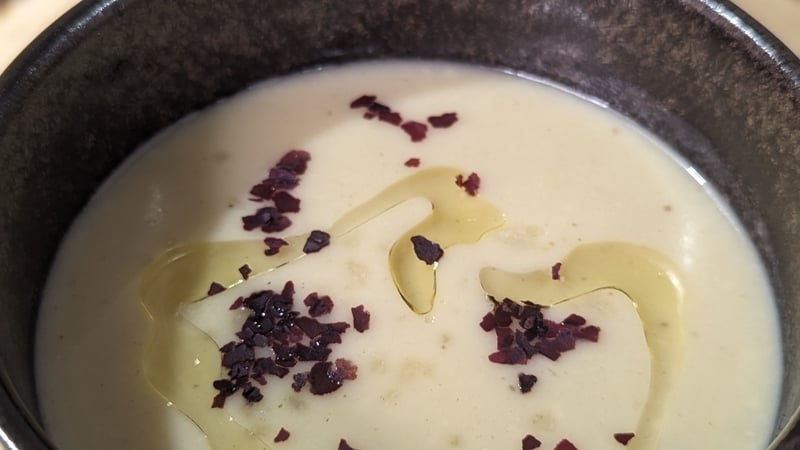 This soothing soup is given a unique twist by adding earthy dillisk to the mix.