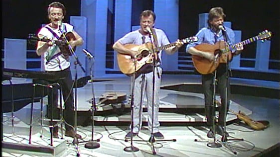 Dónal Lunny, Christy Moore and Declan Sinnott on 'The Music Show' in 1984.