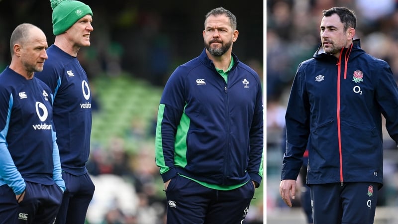 Ireland coaches Mike Catt, Paul O'Connell and Andy Farrell, as well as England defence coach Felix Jones