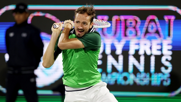 Medvedev in action against Fokina of Spain