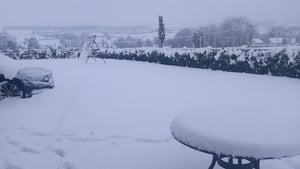 Barry Kennedy Aughnacliffe, Co Longford says snow is several centimetres deep