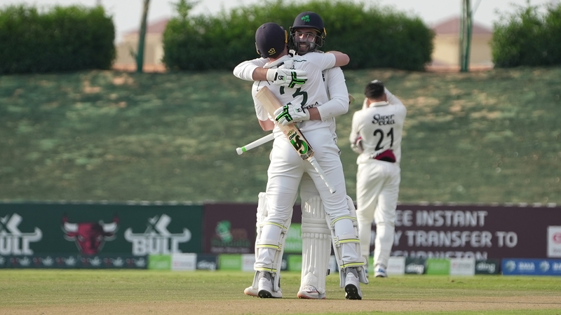 Ireland players celebrate the historic maiden Test match victory