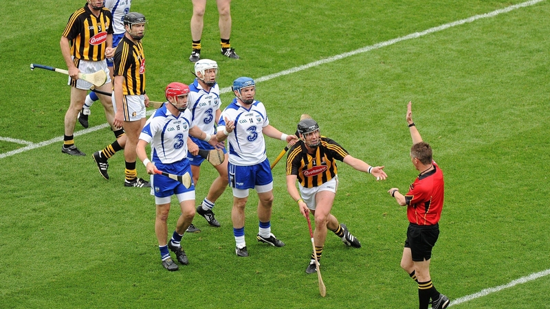 Kilkenny's Jackie Tyrrell appeals to referee Barry Kelly after a free was given against him for overcarrying in the 2011 All-Ireland semi-final