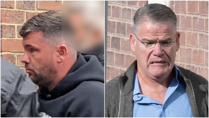 Liam Byrne, 43, (L) and his 56-year-old brother-in-law Thomas Kavanagh were arraigned at the Old Bailey in London