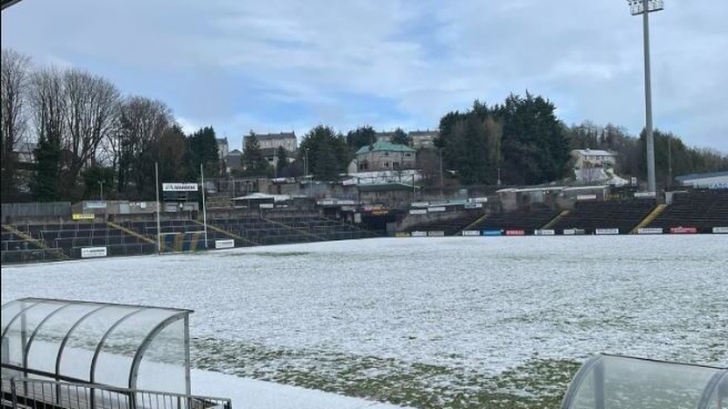 The pitch at Brewster Park under snowfall